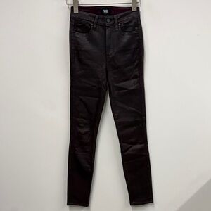 Paige Women's burgundy Margot ankle leather look jeans 24